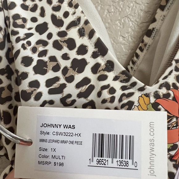 Johnny Was Multicolor Floral and Leopard One Piece Swimsuit - Picture 6 of 8